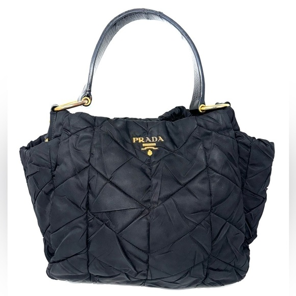 Prada Black Nylon Gaufre Quilted Tessuto Shoulder Bag - Picture 1 of 13